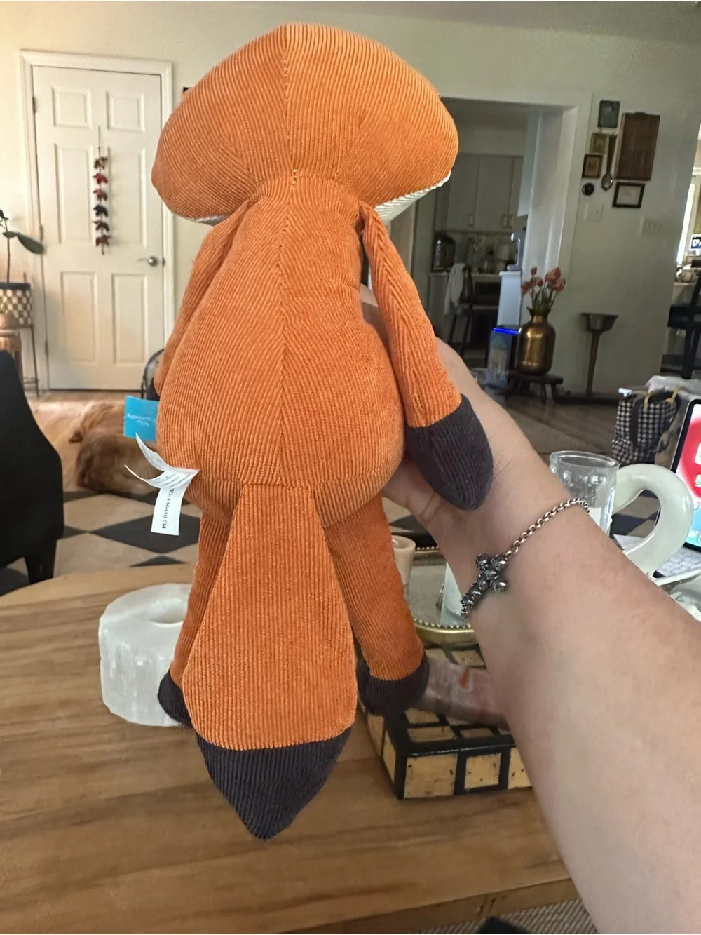 Corduroy Fox Plush Toy - Orange and White Cute Snuggle Buddy like new 13”